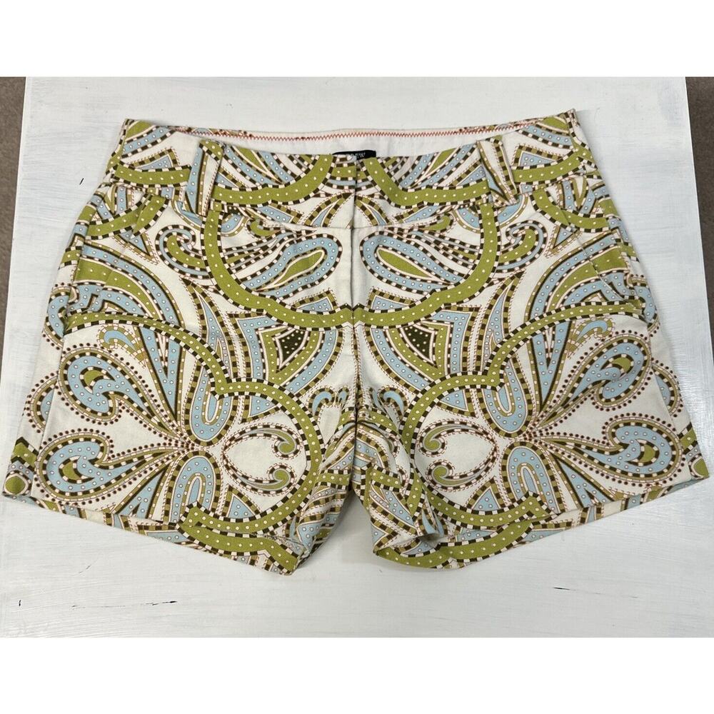 J Crew Womens Green and Blue Paisley Trastevere City Fit Shorts Size 2